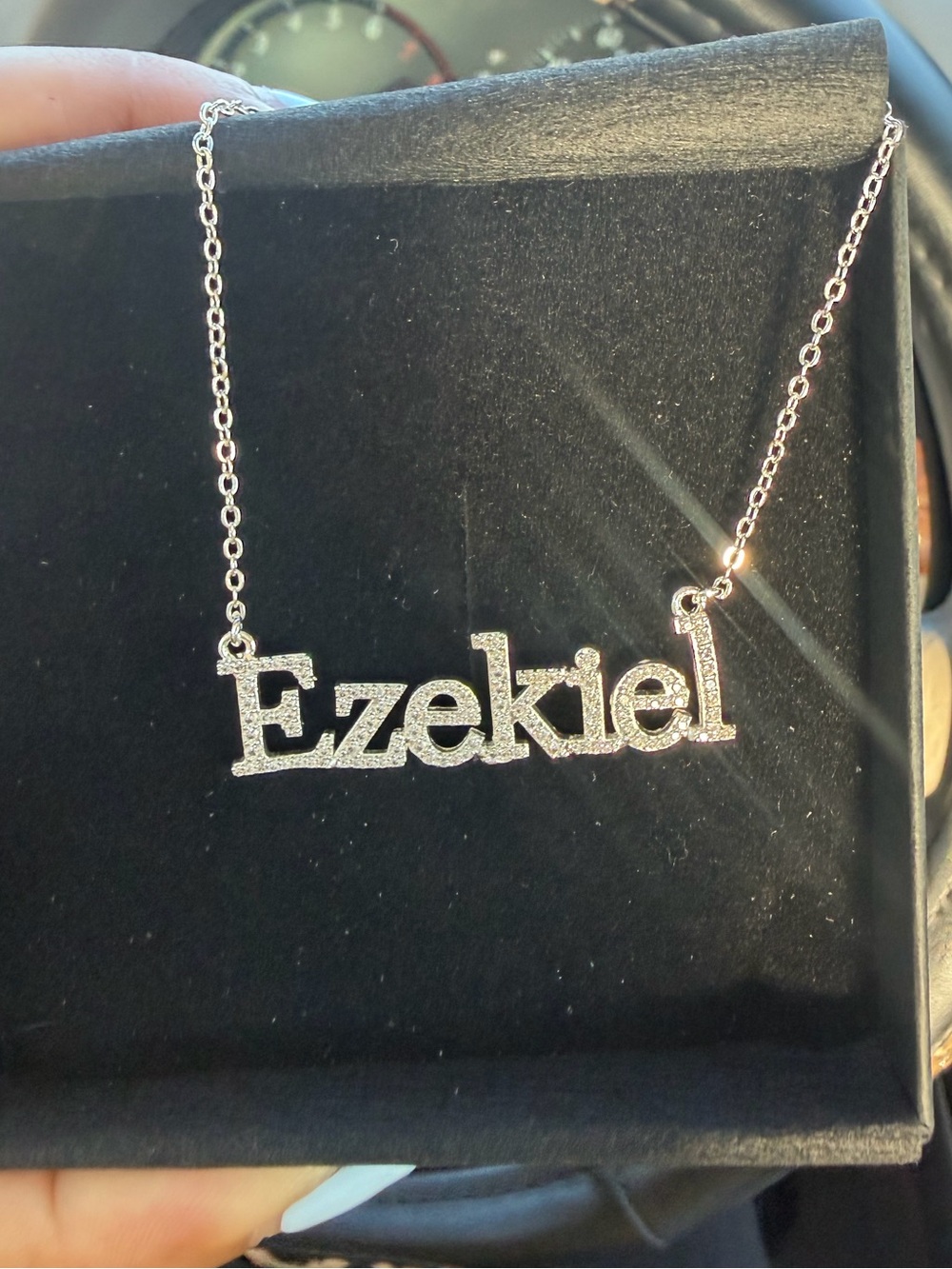 Personalized "Ezekiel" Name Necklace in Silver-Tone